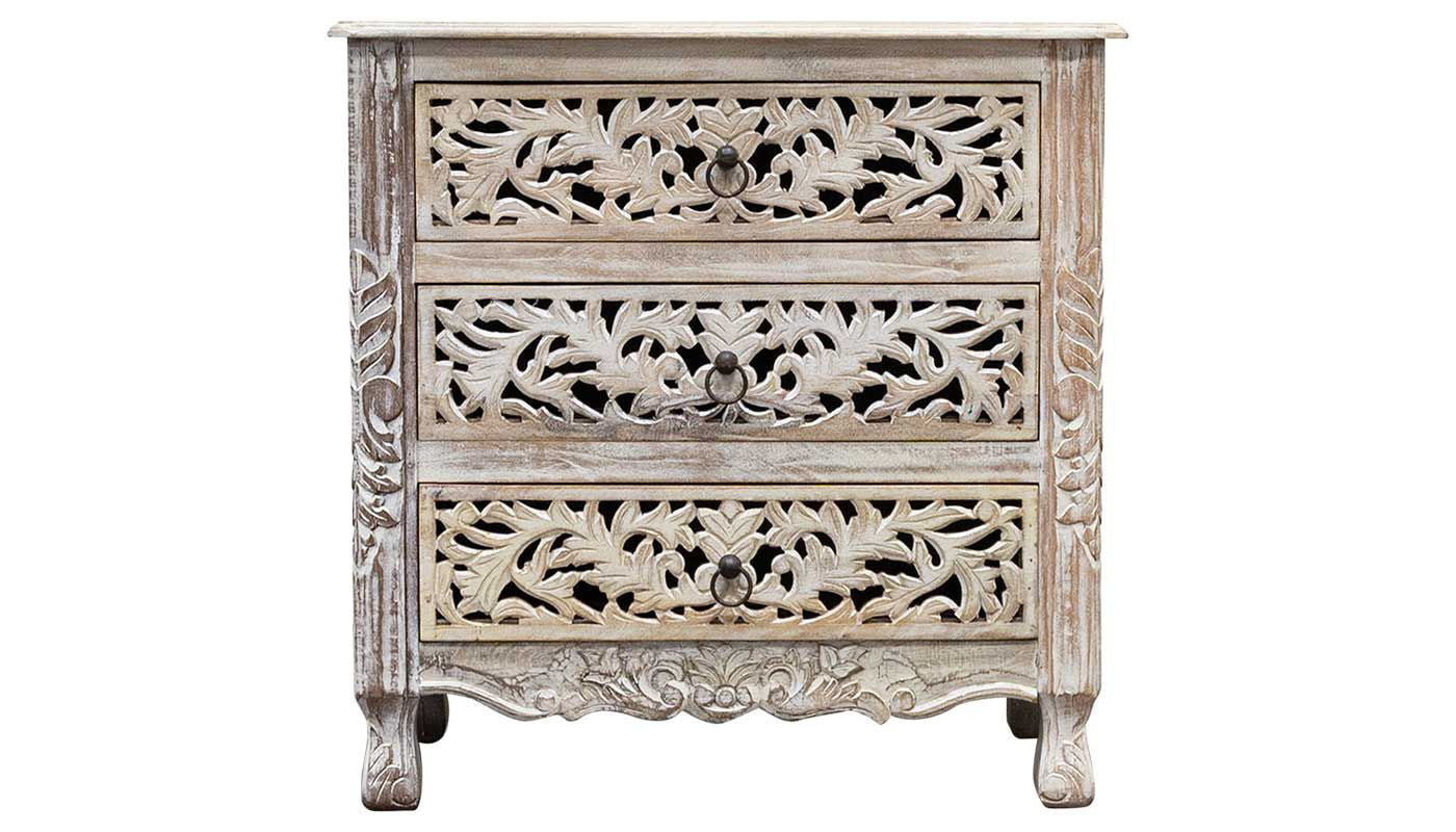 Myia 3-Drawer Chest with Carving